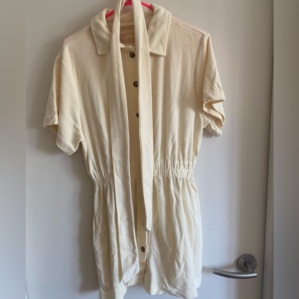 Cream Tie-Neck Women’s Swim Coverup